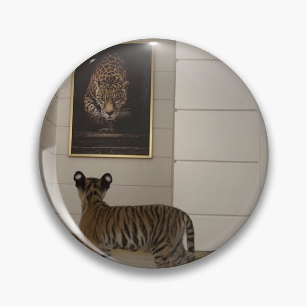 Item preview, Tiger Cub Looking at Leopard Painting – Luxury Wildlife Aesthetic Wall Art designed and sold by KrileNCZ.