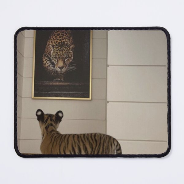 Item preview, Tiger Cub Looking at Leopard Painting – Luxury Wildlife Aesthetic Wall Art designed and sold by KrileNCZ.