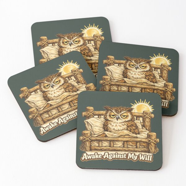 Item preview, Awake Against My Will Grumpy Owl Bed Humour Design designed and sold by ChirpInc.