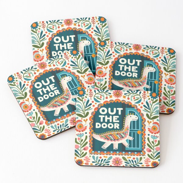Item preview, Out the Door Dinosaur – Scandinavian Folk Art Nursery Rhyme by heidiannemorris © designed and sold by FOLK ART FUSION by heidiannemorris.