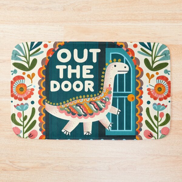 Item preview, Out the Door Dinosaur – Scandinavian Folk Art Nursery Rhyme by heidiannemorris © designed and sold by FOLK ART FUSION by heidiannemorris.