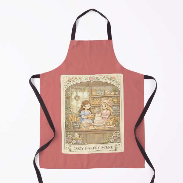 Item preview, Cozy Bakery Scene with Cute Girls Baking Cakes Bread and Pastries in Pastel Cottage Kitchen designed and sold by Teenidesign .
