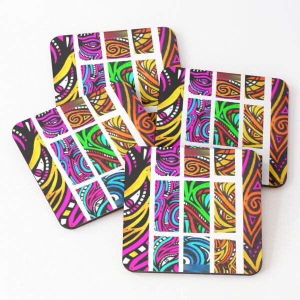 Item preview, Neon Abstract Pattern Collage Psychedelic Grid Art designed and sold by Ialasdun.