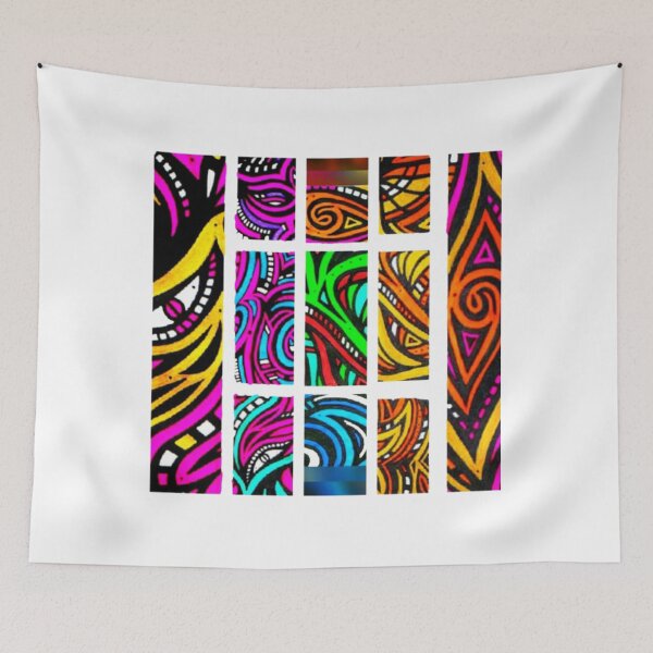 Item preview, Neon Abstract Pattern Collage Psychedelic Grid Art designed and sold by Ialasdun.