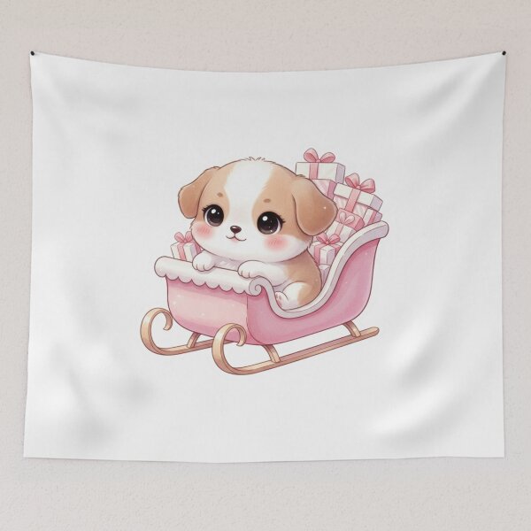 Item preview, Cute Dog on Sled – Kawaii Winter Illustration designed and sold by Infinite Art.