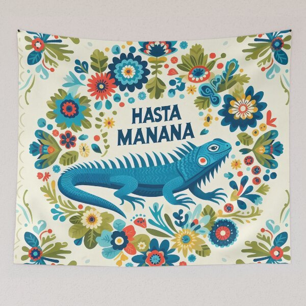 Item preview, Hasta Mañana Blue Iguana – Scandinavian Folk Art Nursery Rhyme by heidiannemorris © designed and sold by FOLK ART FUSION by heidiannemorris.
