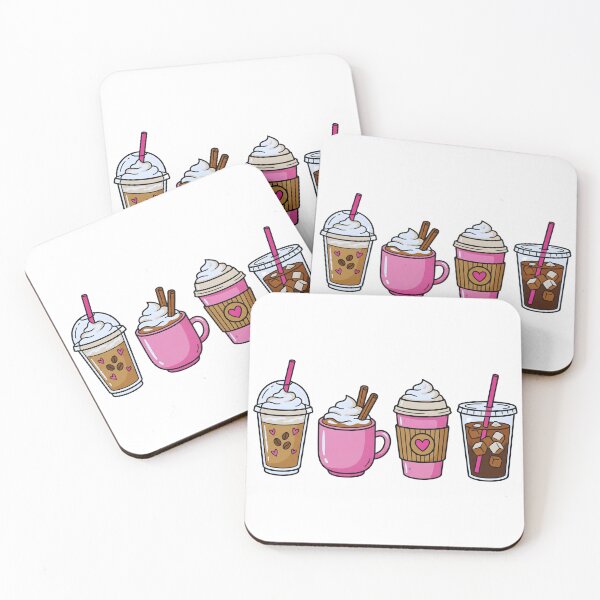 Item preview, Cute Pink Valentine Coffee Drink Lineup designed and sold by DizzyShirts1.