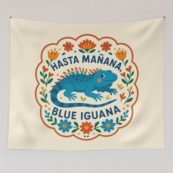 Item preview, Hasta Mañana Blue Iguana – Scandinavian Folk Art Nursery Rhyme by heidiannemorris © designed and sold by FOLK ART FUSION by heidiannemorris.