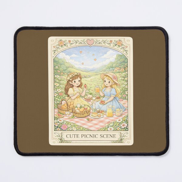 Item preview, Cute Picnic Scene with Girls Enjoying Fruit Bread and Lemonade in Flower Meadow Illustration designed and sold by Teenidesign .