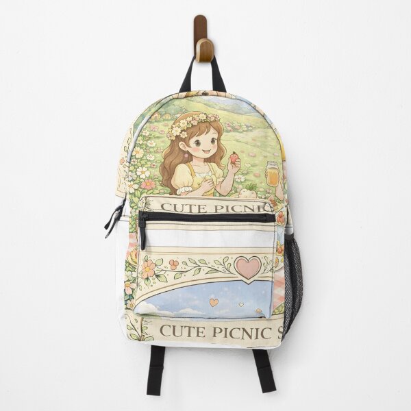 Item preview, Cute Picnic Scene with Girls Enjoying Fruit Bread and Lemonade in Flower Meadow Illustration designed and sold by Teenidesign .