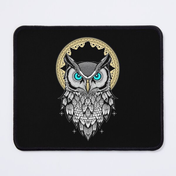 Item preview, Mystical Blue-Eyed Owl – Geometric Celestial Totem Art designed and sold by Cindralith.
