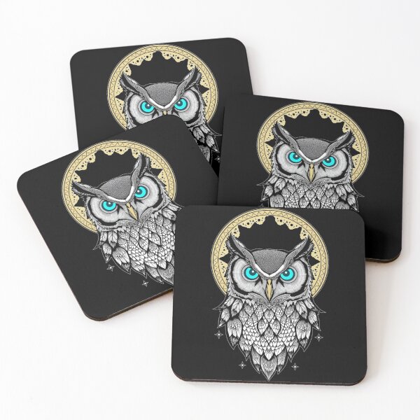 Item preview, Mystical Blue-Eyed Owl – Geometric Celestial Totem Art designed and sold by Cindralith.