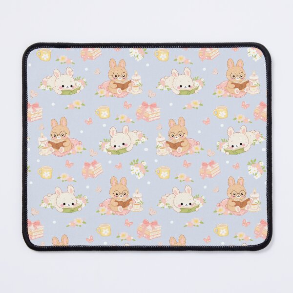 Item preview, Blossom Book Bunnies Pattern – Cute Reading Bunny Cottagecore Floral Design designed and sold by Sunnyneststudio.