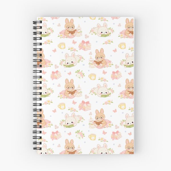 Item preview, Blossom Book Bunnies Pattern – Cute Reading Bunny Cottagecore Floral Design designed and sold by Sunnyneststudio.