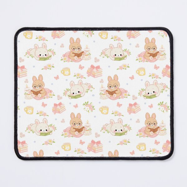 Item preview, Blossom Book Bunnies Pattern – Cute Reading Bunny Cottagecore Floral Design designed and sold by Sunnyneststudio.