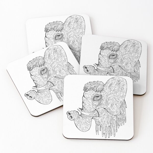 Item preview, Dripping Melting Elephant Head Surreal Line Art designed and sold by Nikasoy.