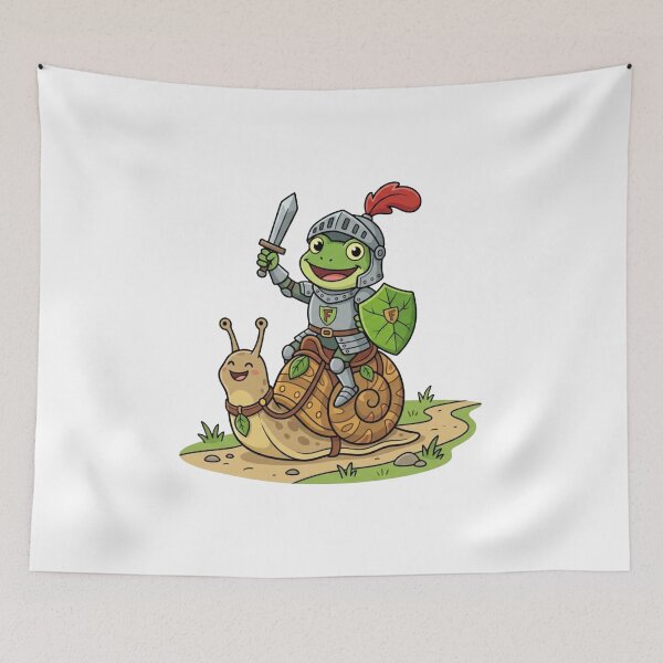 Item preview, Funny Medieval Knight Frog Riding Snail designed and sold by Quiet Mode Studio.