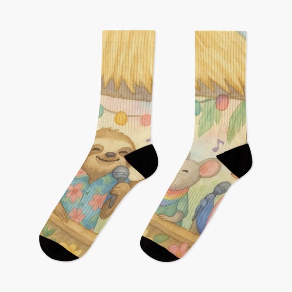 Item preview, Karaoke party on the beach with a sloth and a flamingo designed and sold by Mauswohn.