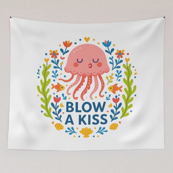 Item preview, Blow a Kiss Jellyfish – Scandinavian Folk Art Nursery Rhyme by heidiannemorris © designed and sold by FOLK ART FUSION by heidiannemorris.