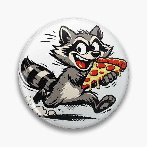 Item preview, A chaotic raccoon stealing pizza creates a humorous meme-style situation. The dynamic pose and expressive face make the design visually engaging designed and sold by Dejbar.
