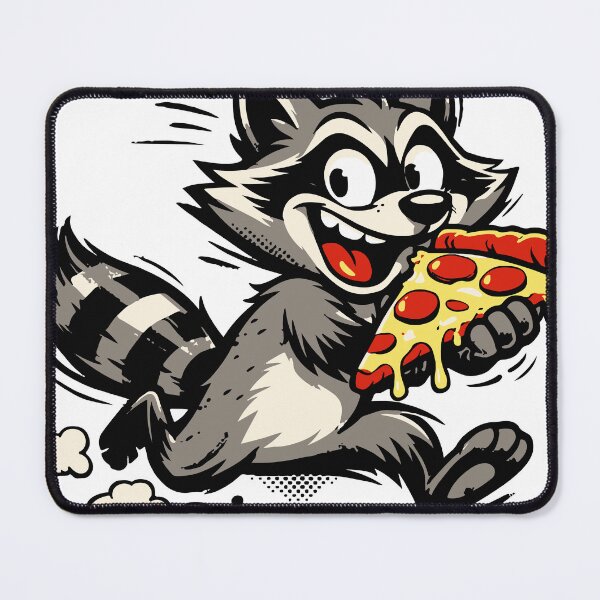 Item preview, A chaotic raccoon stealing pizza creates a humorous meme-style situation. The dynamic pose and expressive face make the design visually engaging designed and sold by Dejbar.