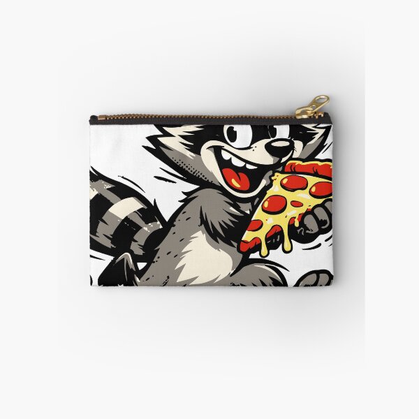 Item preview, A chaotic raccoon stealing pizza creates a humorous meme-style situation. The dynamic pose and expressive face make the design visually engaging designed and sold by Dejbar.