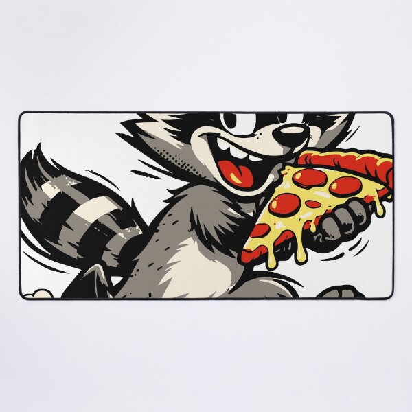Item preview, A chaotic raccoon stealing pizza creates a humorous meme-style situation. The dynamic pose and expressive face make the design visually engaging designed and sold by Dejbar.