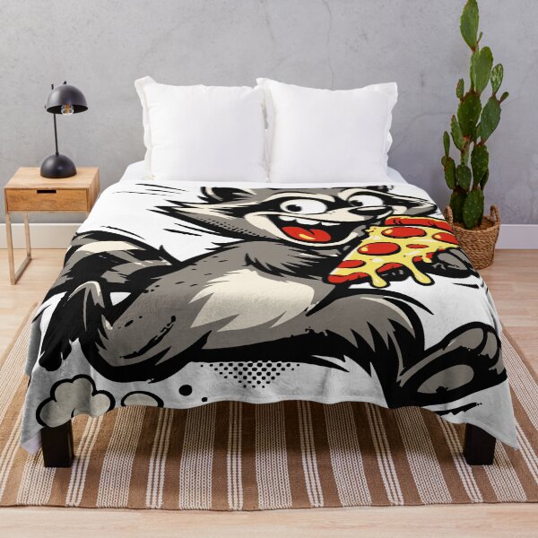 Item preview, A chaotic raccoon stealing pizza creates a humorous meme-style situation. The dynamic pose and expressive face make the design visually engaging designed and sold by Dejbar.