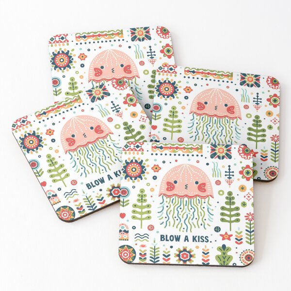 Item preview, Blow a Kiss Jellyfish – Scandinavian Folk Art Nursery Rhyme by heidiannemorris © designed and sold by FOLK ART FUSION by heidiannemorris.