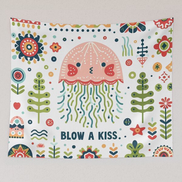 Item preview, Blow a Kiss Jellyfish – Scandinavian Folk Art Nursery Rhyme by heidiannemorris © designed and sold by FOLK ART FUSION by heidiannemorris.