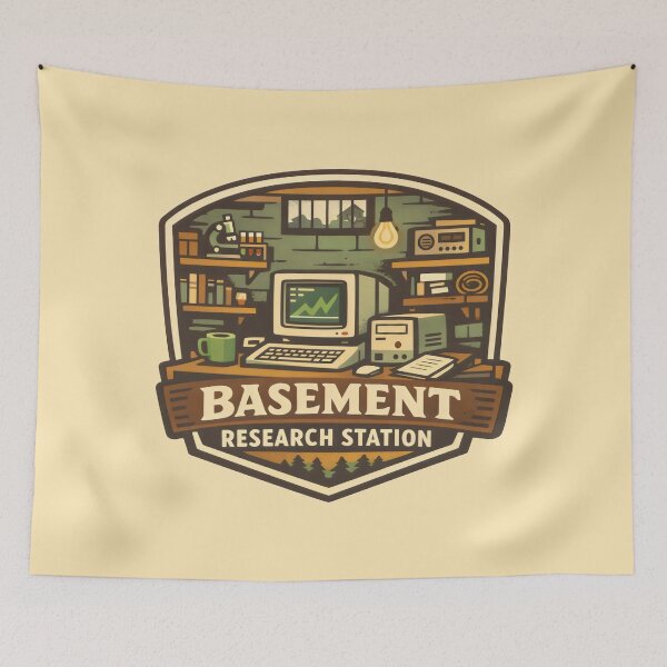 Item preview, Basement Research Station Nerd Culture Retro Lab designed and sold by SplashTastic.