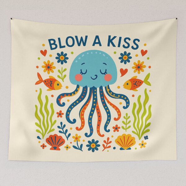 Item preview, Blow a Kiss Jellyfish – Scandinavian Folk Art Nursery Rhyme by heidiannemorris © designed and sold by FOLK ART FUSION by heidiannemorris.