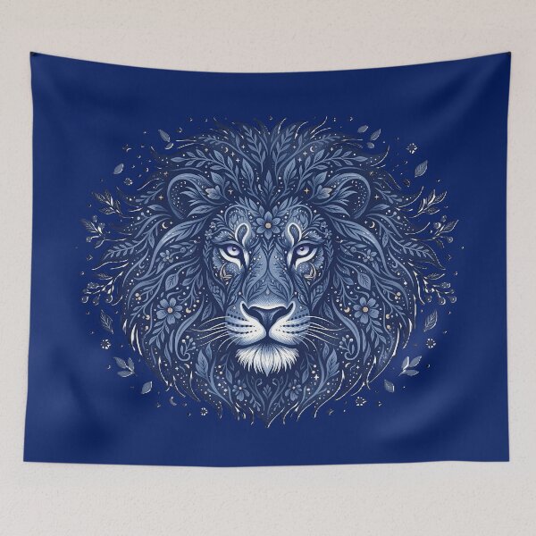 Item preview, Indigo Mystic Lion – Sacred Guardian of the Digital Void designed and sold by PawsyVibe.
