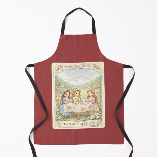 Item preview, Whimsical Tea Party with Girls Drinking Tea in Flower Garden under Rainbow Illustration designed and sold by Teenidesign .
