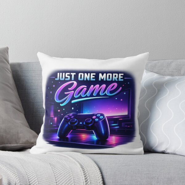 Item preview, Just One More Game Gaming Quote – Neon Gamer Controller Minimalist Design designed and sold by ArtWaveStudio8.