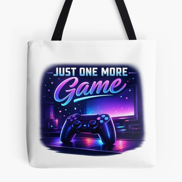 Item preview, Just One More Game Gaming Quote – Neon Gamer Controller Minimalist Design designed and sold by ArtWaveStudio8.