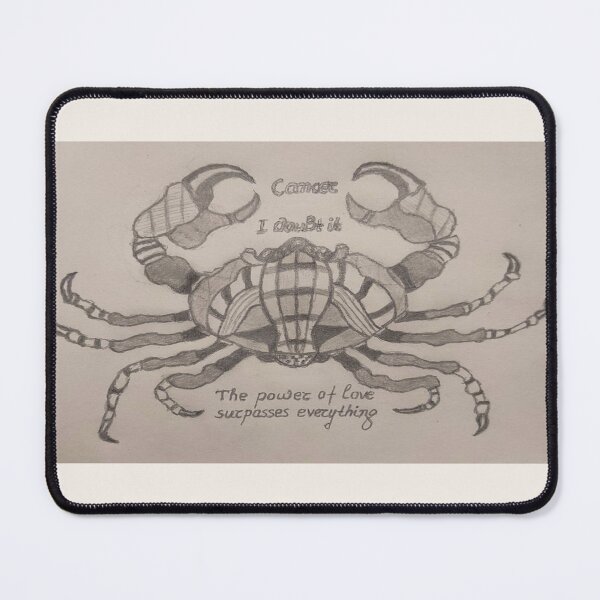 Item preview, Cancer Zodiac – Crab Pencil Drawing with Quote designed and sold by ManiPopi998877.