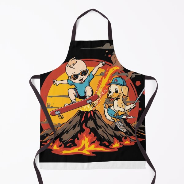 Item preview, Extreme Skate Baby Over Volcano – Funny Dog Lava Surf and Duck Flag T-Shirt designed and sold by Mitaudesign.