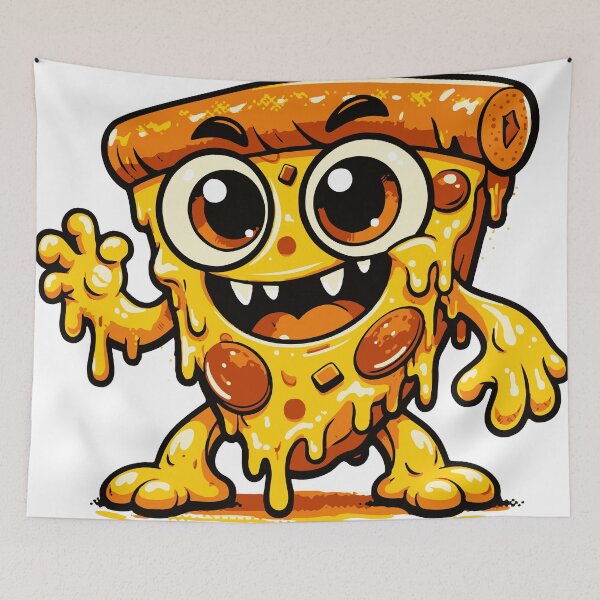 Item preview, A humorous monster character made entirely from a slice of pizza. The playful expression and simple composition make it ideal for stickers. designed and sold by Dejbar.