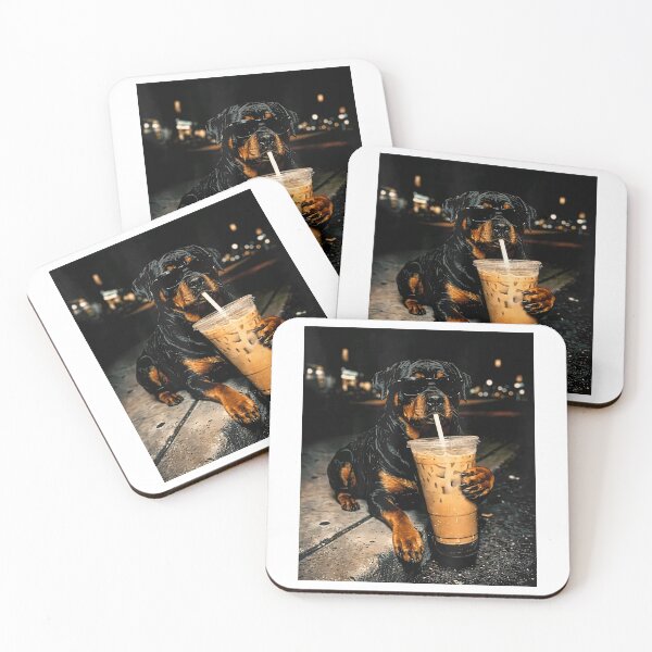 Item preview, Funny Rottweiler Metzgerhund Drinking Iced Coffee Lover Dog designed and sold by RDGNR.