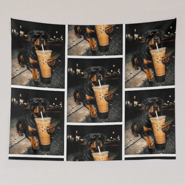 Item preview, Funny Rottweiler Metzgerhund Drinking Iced Coffee Lover Dog designed and sold by RDGNR.