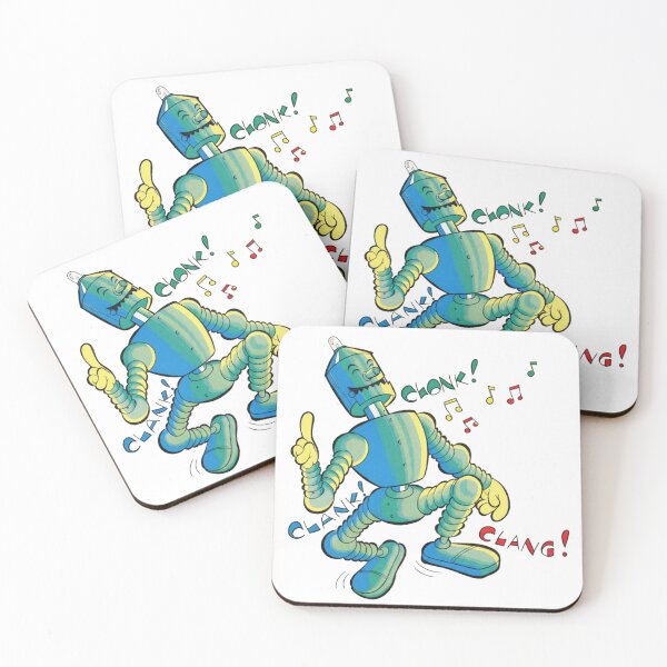Item preview, Retro Cartoon Robot Illustration Dancing Tin Robot for Vintage Sci-Fi Fans designed and sold by RickE.