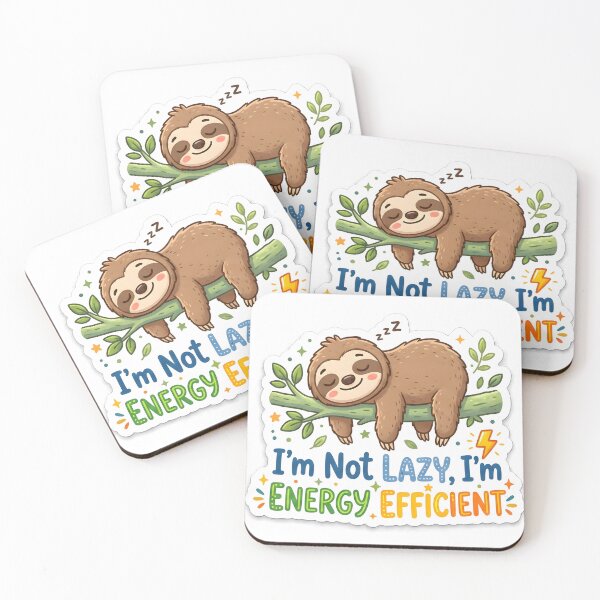 Item preview, I'm Not Lazy I'm Energy Efficient Funny Sleeping Sloth Sticker designed and sold by MCV-Designs.