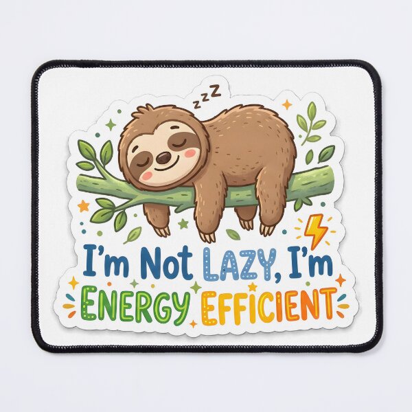 Item preview, I'm Not Lazy I'm Energy Efficient Funny Sleeping Sloth Sticker designed and sold by MCV-Designs.