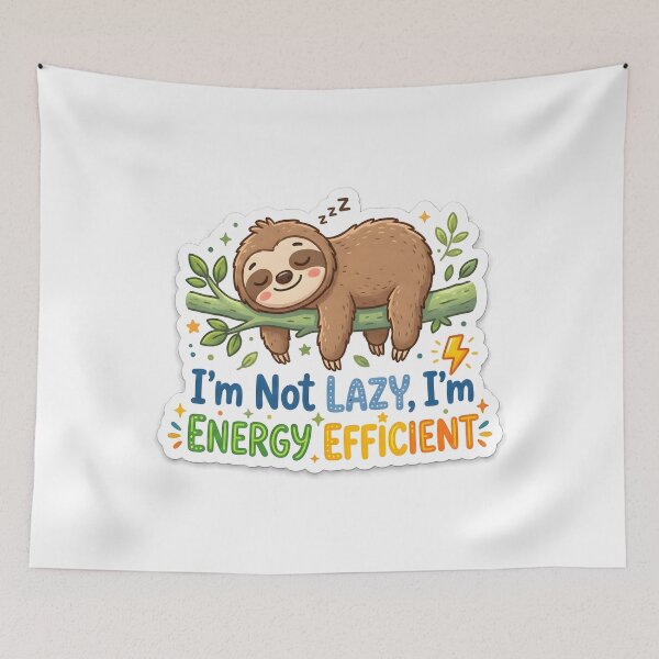 Item preview, I'm Not Lazy I'm Energy Efficient Funny Sleeping Sloth Sticker designed and sold by MCV-Designs.