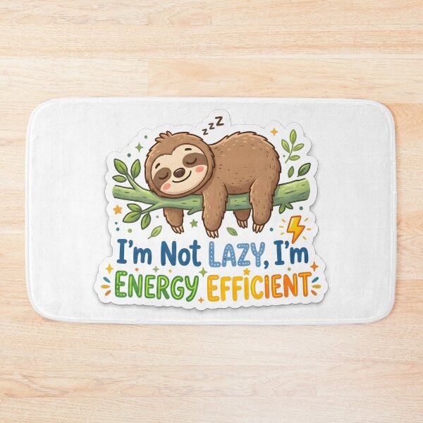 Item preview, I'm Not Lazy I'm Energy Efficient Funny Sleeping Sloth Sticker designed and sold by MCV-Designs.