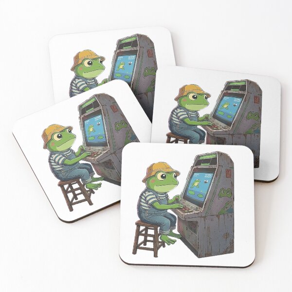 Item preview, Retro Showa Frog Gamer - Cute Kawaii Arcade Cabinet designed and sold by The Chill Pond.