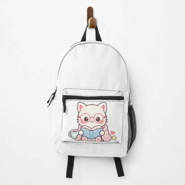 Item preview, Cute Cozy Cat Reading a Book with Glasses – Kawaii Book Lover Cat Sticker designed and sold by ArtWaveStudio8.