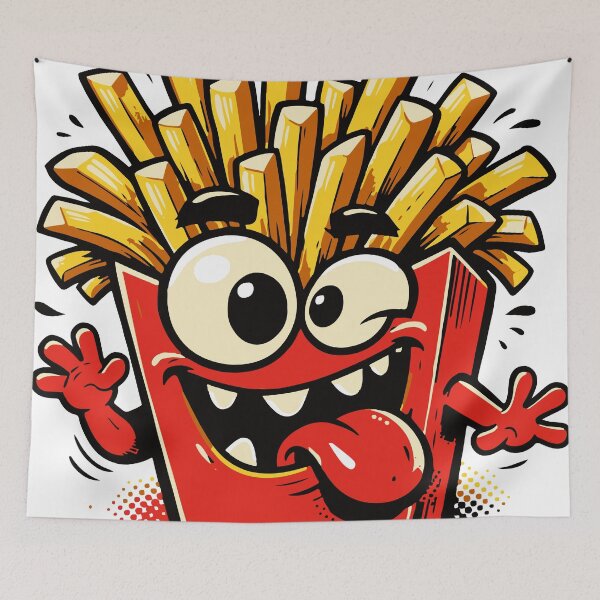 Item preview, A silly monster made entirely of french fries with wild fry hair and a goofy face. The absurd concept makes it perfect for fun merchandise. designed and sold by Dejbar.
