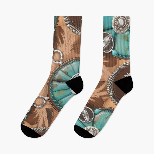 Item preview, Turquoise and Silver Concho Pattern – Southwestern Feather Desert Design designed and sold by CoastalEmp.